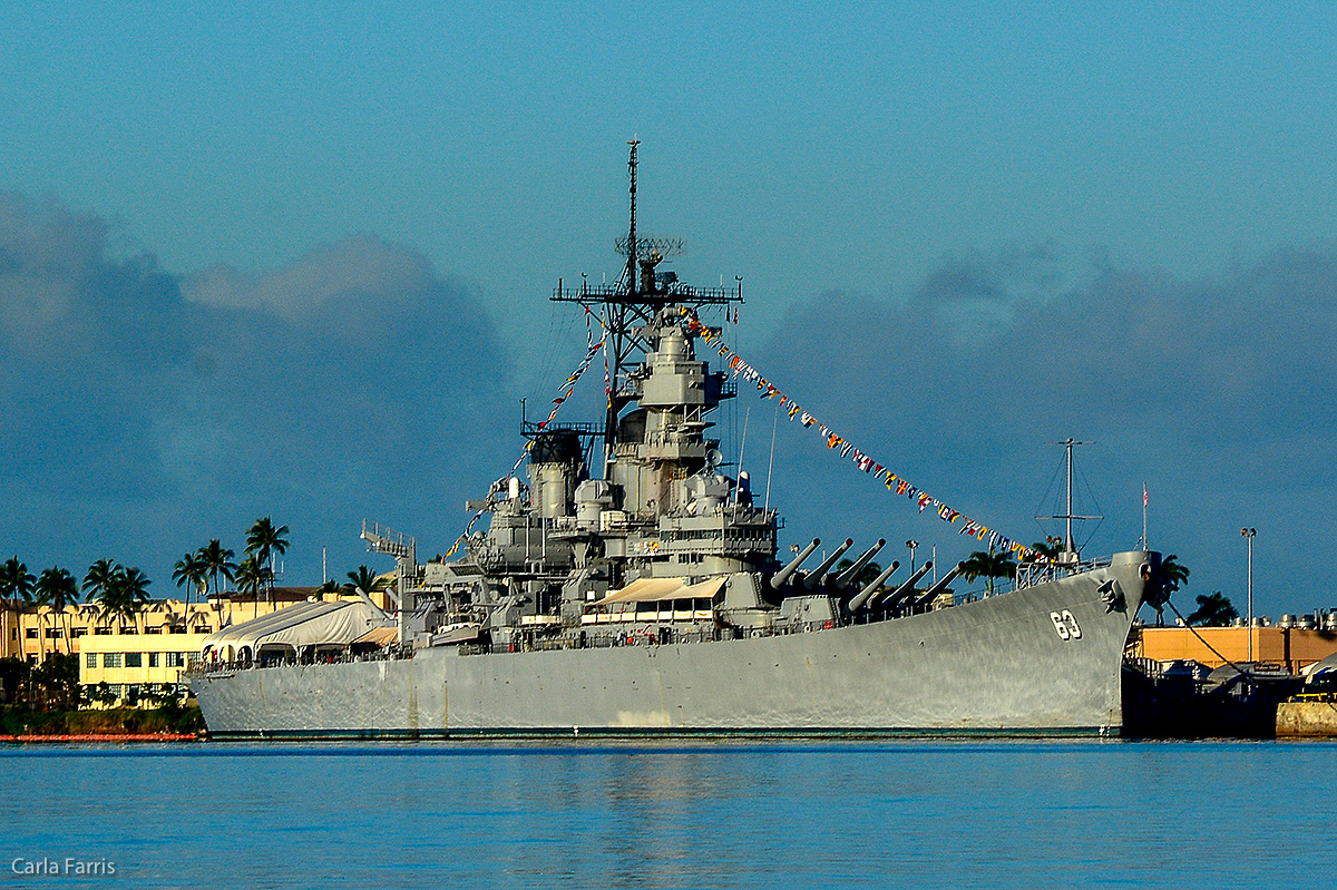 USS Missouri shot from Pearl Harbor