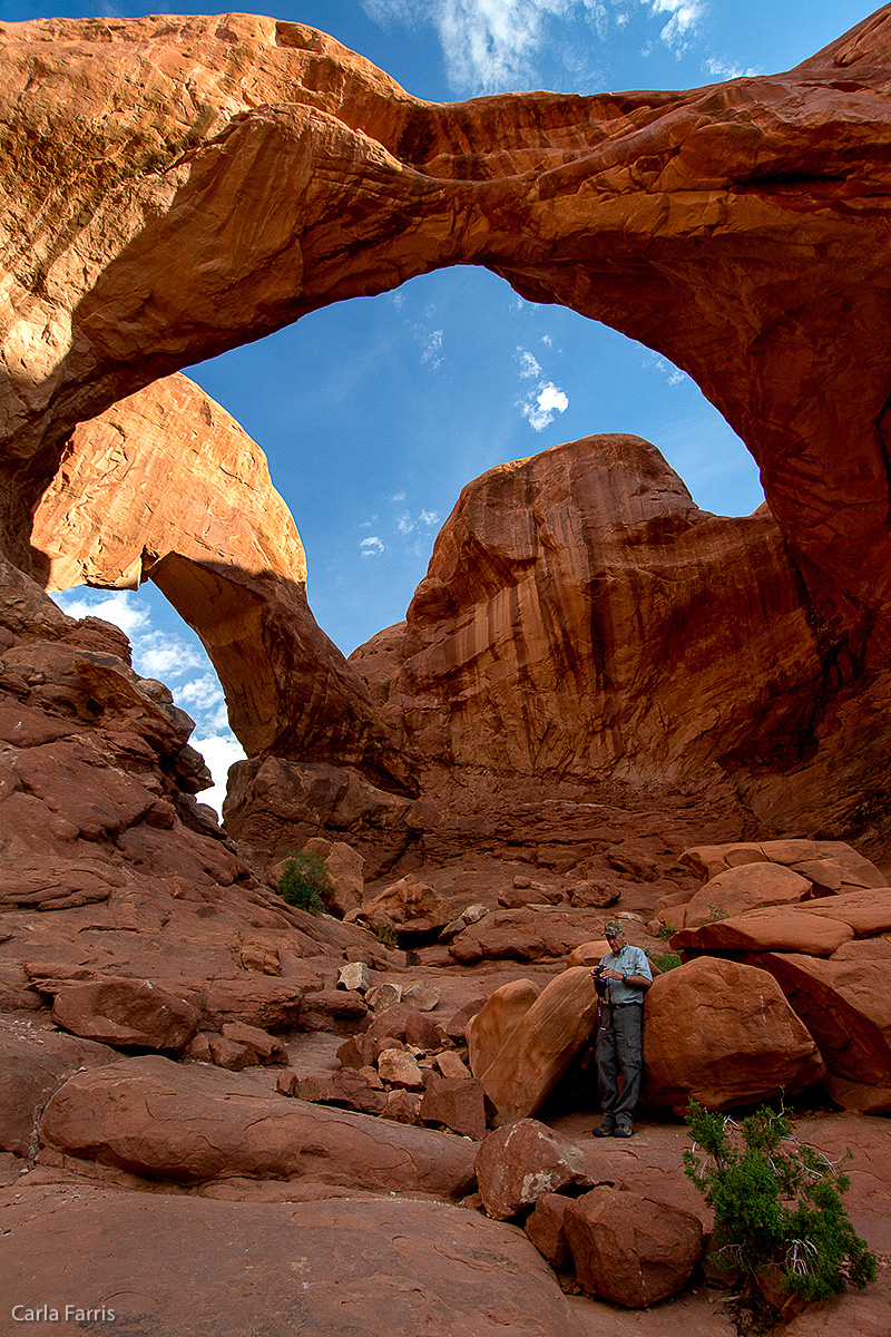 Jack checking his photos at Double Arch