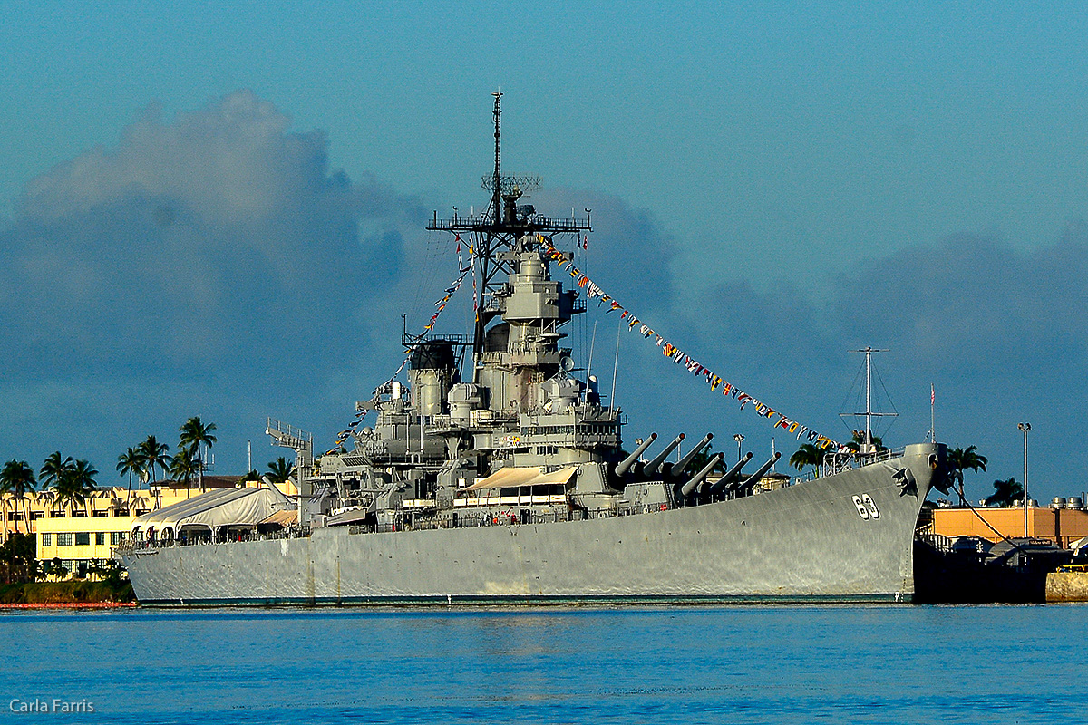 USS Missouri shot from Pearl Harbor