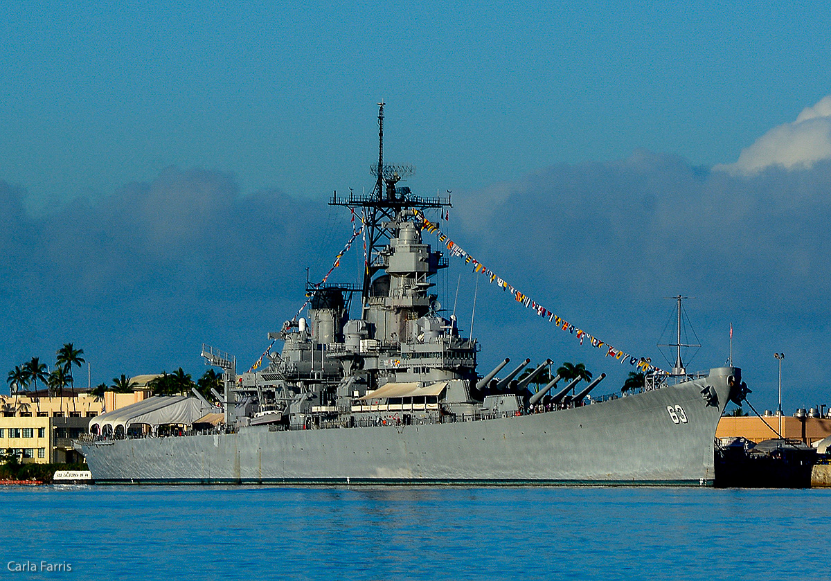 USS Missouri shot from Pearl Harbor